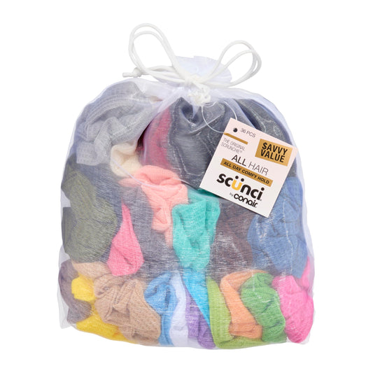 Sc��nci Hair Scrunchies, Waffle Knit Cotton, No-Damage, 36 C