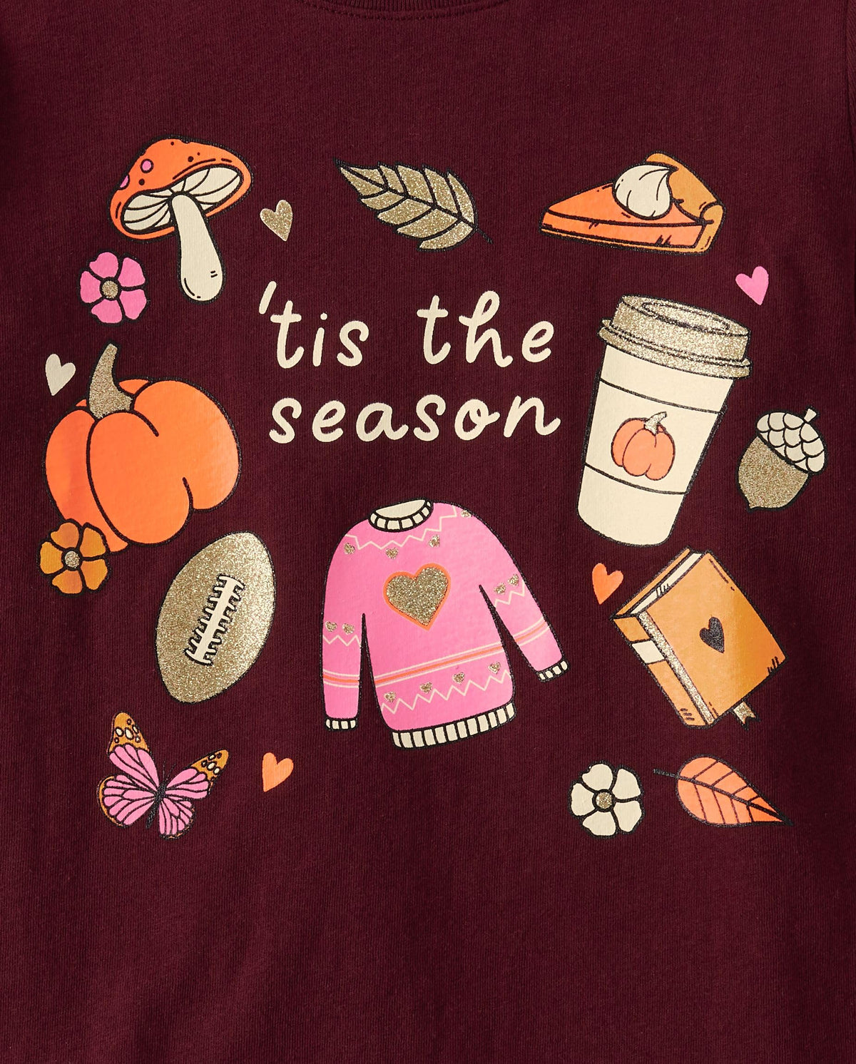 The Children's Place,Girls,All Holidays Long Sleeve Graphic T-Shirts,multipacks,Tis The Season/Pumpkin 2-Pack,X-Small