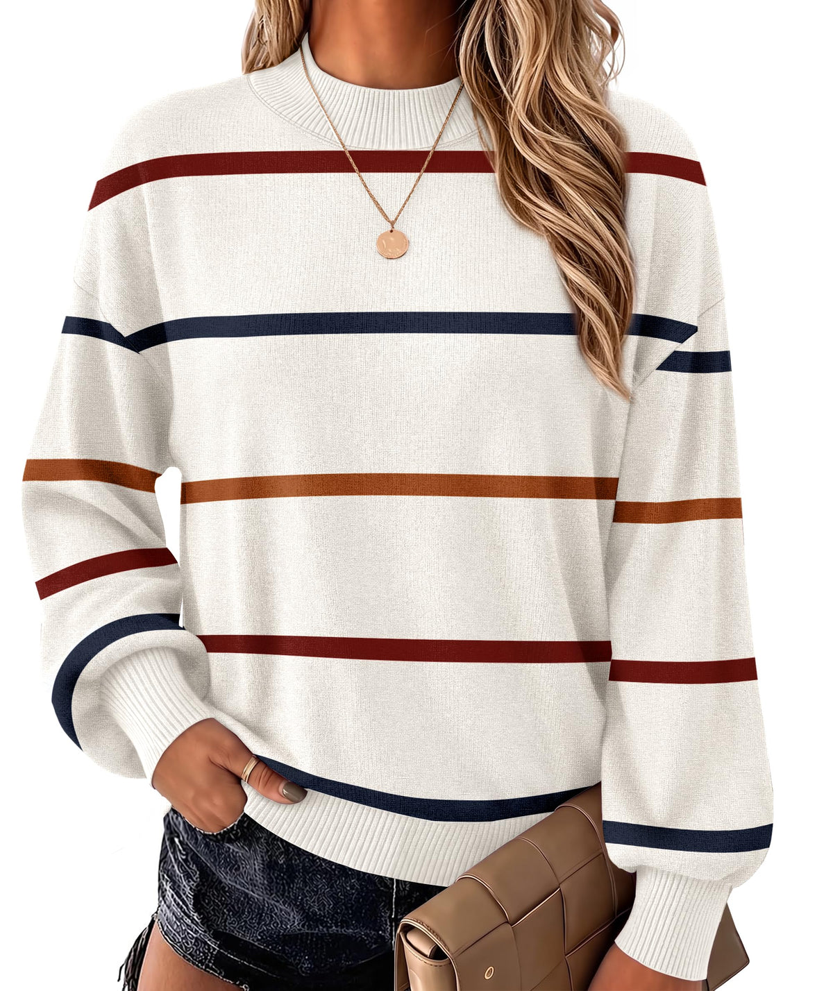 Womens Long Sleeve Tops Casual Fall Sweaters Soft Knit Vacation Outfits
