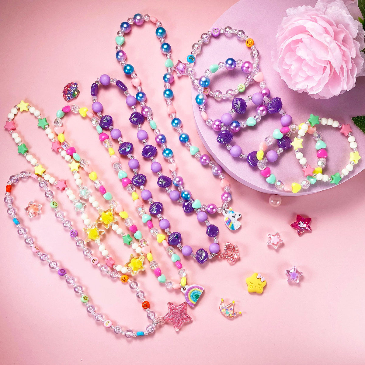 SIELEVIN Kids Jewelry for Little Girls Necklace Bracelet Children Jewelry