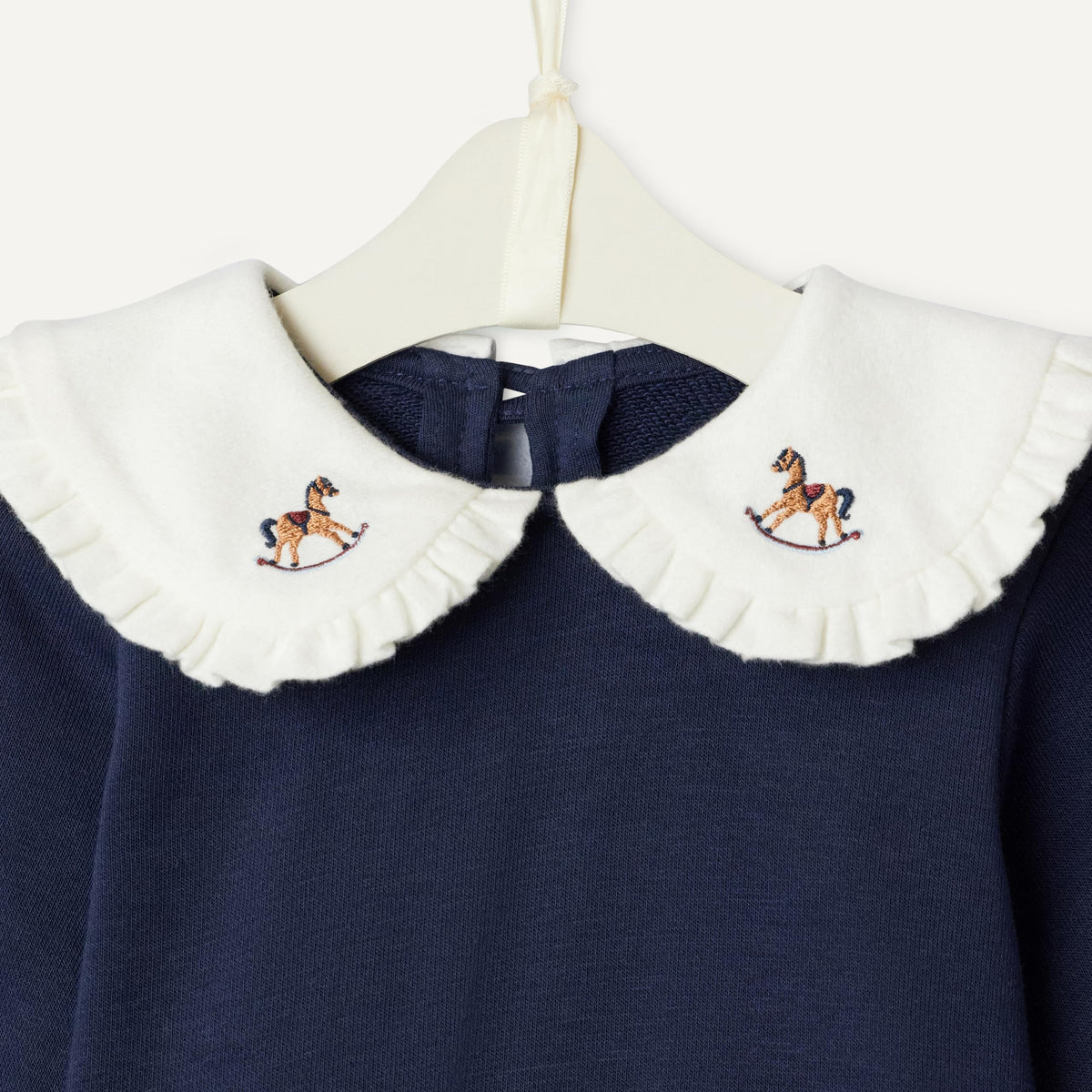 Amazon Essentials x Sofia Grainge Toddler Girls' Longsleeve French Terry Dress, Navy Blazer Combo, 4T