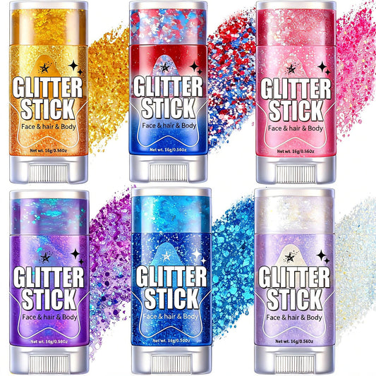 AROIC 6Pcs Body Glitter Stick, Sparkly Mermaid Face Glitter Makeup for Kids