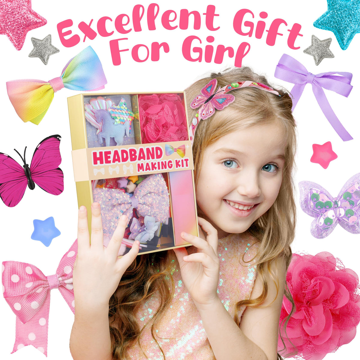 yasest Headband Making Kit - 89pcs DIY Craft Gift for 5 6 7 8 Year Old Girl