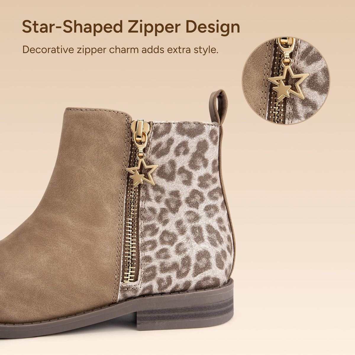 Stelle Girls Ankle Boots Glitter Fall Shoes(Leopard,4MB)