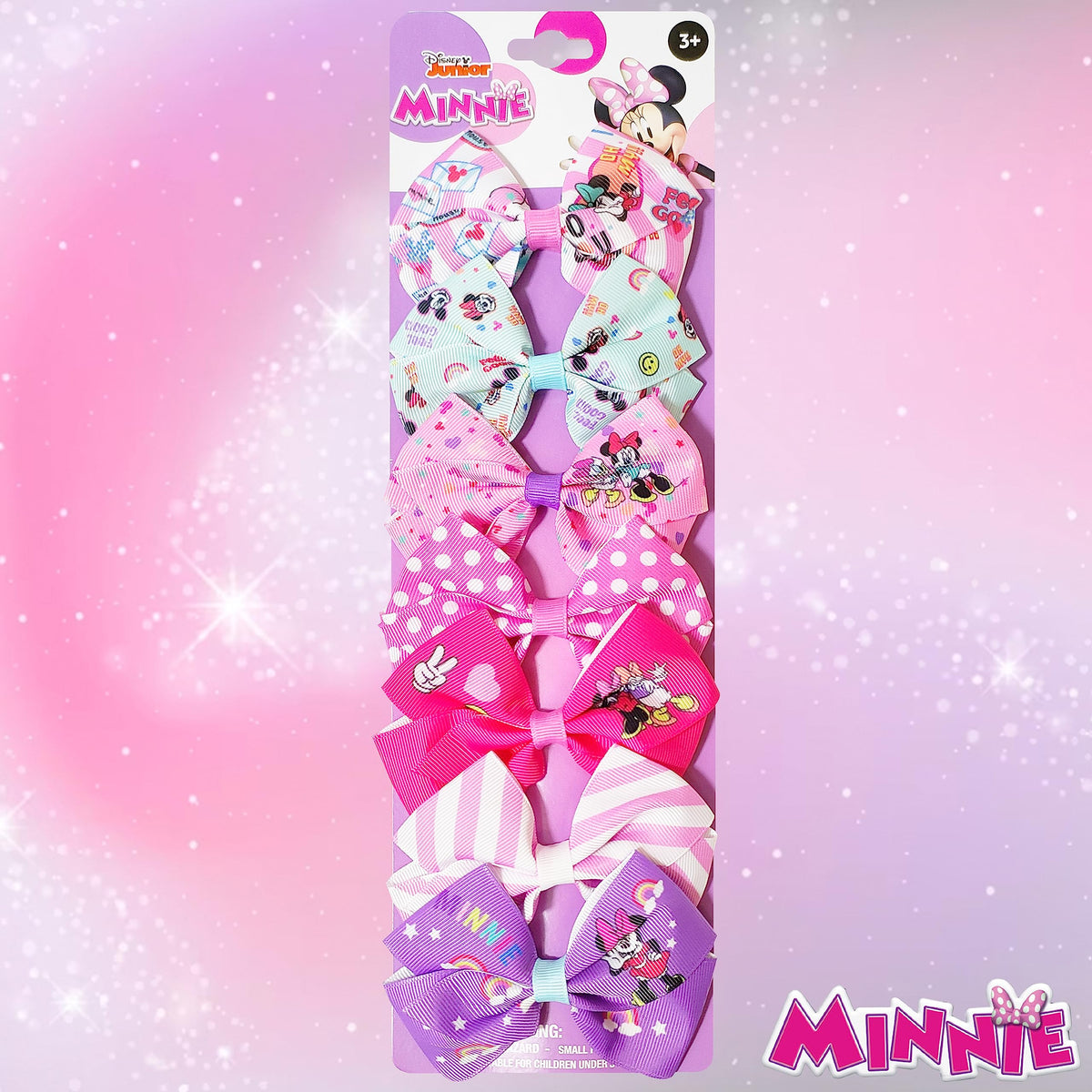 Disney Minnie Mouse Hair Bows - Hair Accessories Gift Set - Minnie Hair Bow - 7 Pcs 4 Inch Bundle - Hair Bows for Girls - Minnie on each clip - Alligator Clip - Ages 3 +