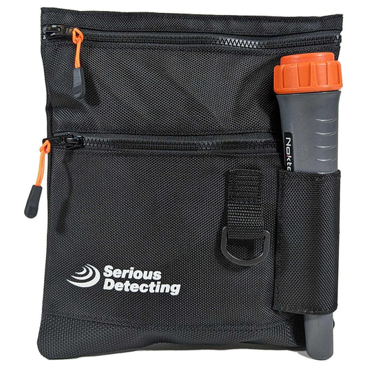 Serious Detecting Mesh Bottom Beach Finds Bag Pouch with 43" Waist Belt and Pinpointer Holster for Metal Detecting