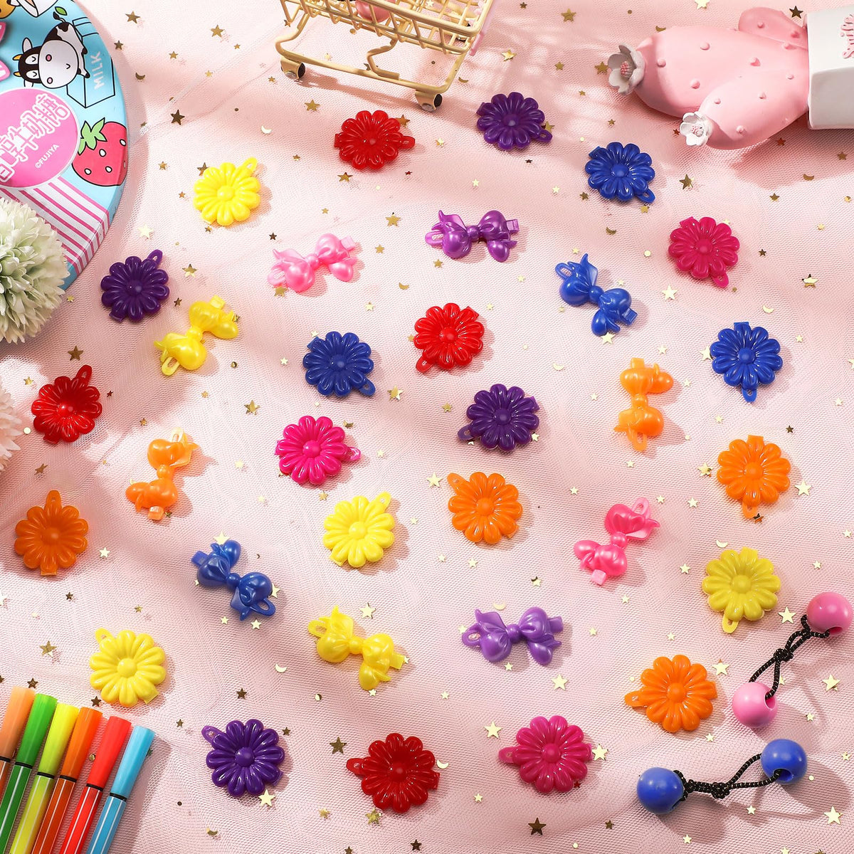 Giegxin 60 Pcs Girls Barrettes Hair Clips Ponytail Ties, ovely Style