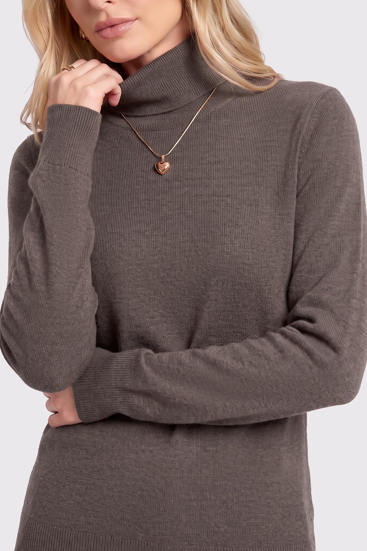 Arach&Cloz Women's Wool Turtleneck Fall Lightweight Sweater Tops Coffee L