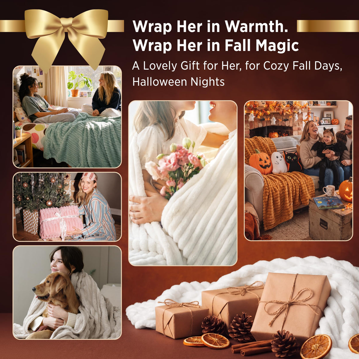 Bedsure GentleSoft White Throw Blanket for Couch - Halloween Fall Decorations for Home Living Room Decor, Cozy Fleece Fall Christmas Blanket, Birthday Gifts for Women Mom Her, Off White, 50x60 Inches