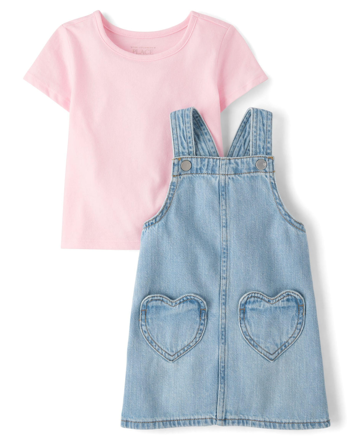 The Children's Place,Baby Girls,and Toddler Short Sleeve Top and Skirtall,2-Piece Outfit Set,Mylah Wash,3T