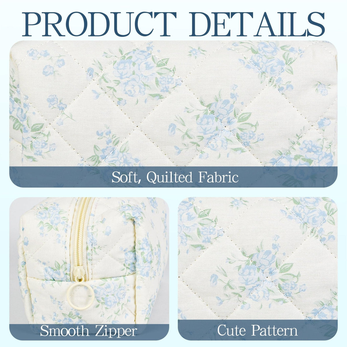 AMZMA Quilted Makeup Pouch,Cotton Puffy Makeup Bag, Coquette Cosmetic Bag for Women and Girls, Aesthetic Organizer Bag, Cute Flower Travel Toiletry Bag - thewildfolk AMZMA Quilted Makeup Pouch,Cotton Puffy Makeup Bag, Coquette Cosmetic Bag for Women and Girls, Aesthetic Organizer Bag, Cute Flower Travel Toiletry Bag