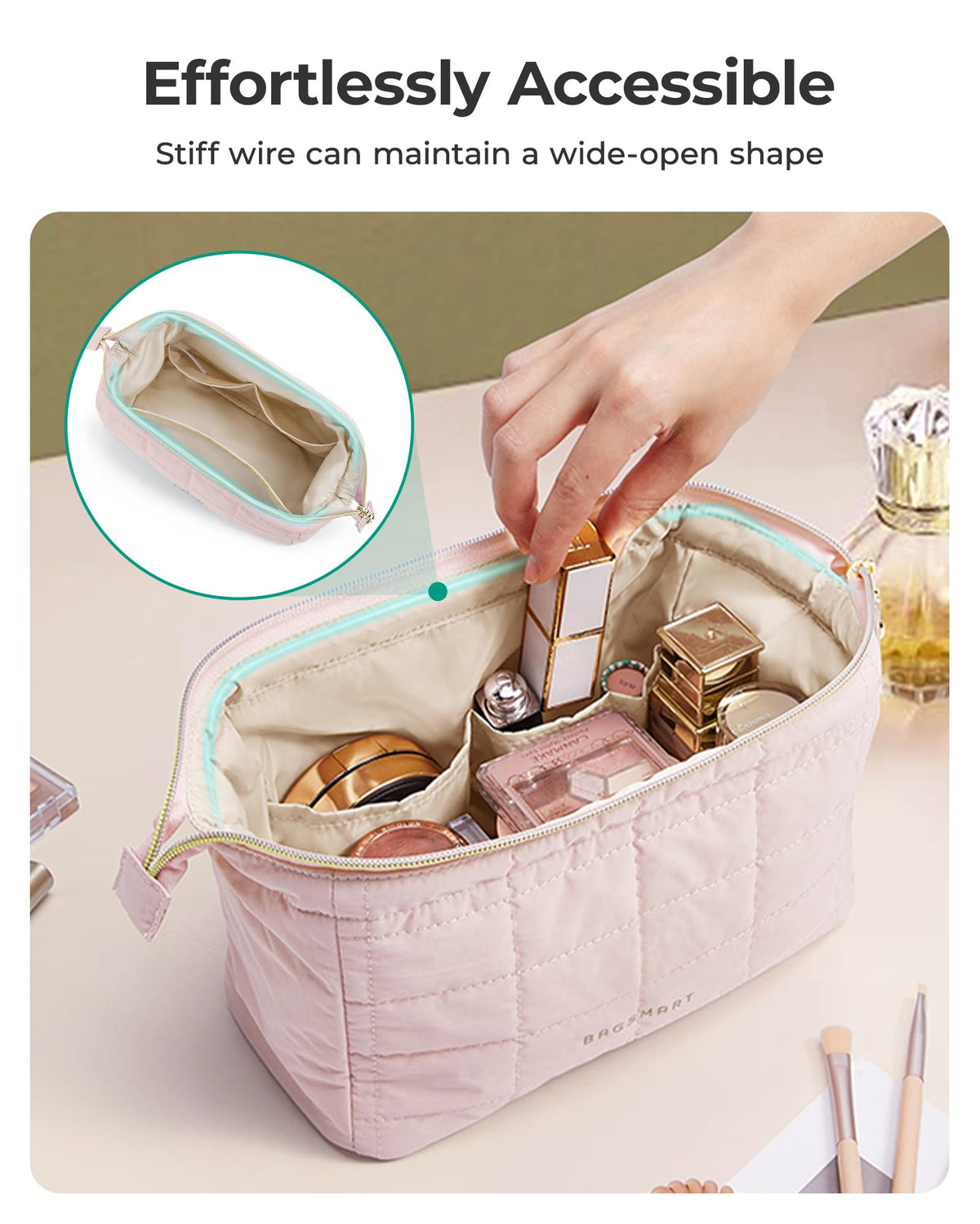 BAGSMART Makeup Bag Travel Toiletry Bag, Wide-open Zipper Pouch, Black - thewildfolk BAGSMART Makeup Bag Travel Toiletry Bag, Wide-open Zipper Pouch, Black