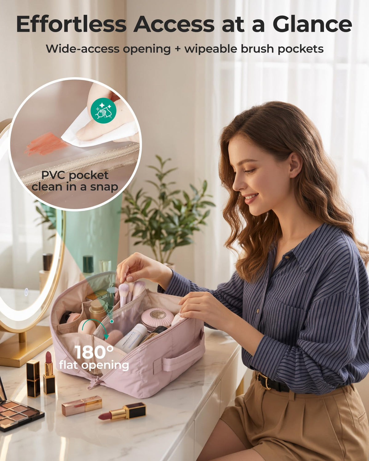 BAGSMART TSA-Ready Makeup Bag, Water-Resistant Travel Toiletry Organizer - thewildfolk BAGSMART TSA-Ready Makeup Bag, Water-Resistant Travel Toiletry Organizer