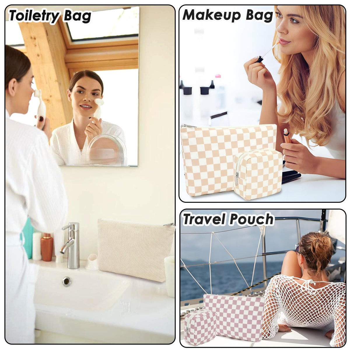 Fammart Corduroy Makeup Bag, Travel Cosmetic Bag Organizer Toiletry Bag Make Up Bags with Zipper & Compartments for Women Girls - thewildfolk Fammart Corduroy Makeup Bag, Travel Cosmetic Bag Organizer Toiletry Bag Make Up Bags with Zipper & Compartments for Women Girls