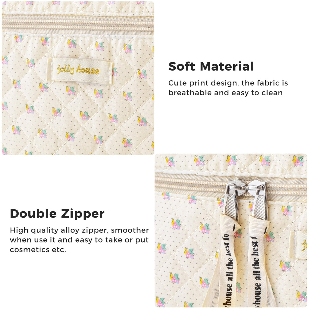 HBselect Quilted Makeup Bag, 3Pcs Cotton Large Travel Makeup Bags Organizer - thewildfolk HBselect Quilted Makeup Bag, 3Pcs Cotton Large Travel Makeup Bags Organizer