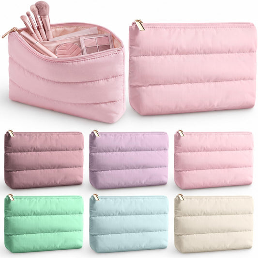 Hillban 6 Pcs Small Puffy Makeup Bags for Women, Zipper,Bright Color - thewildfolk Hillban 6 Pcs Small Puffy Makeup Bags for Women, Zipper,Bright Color