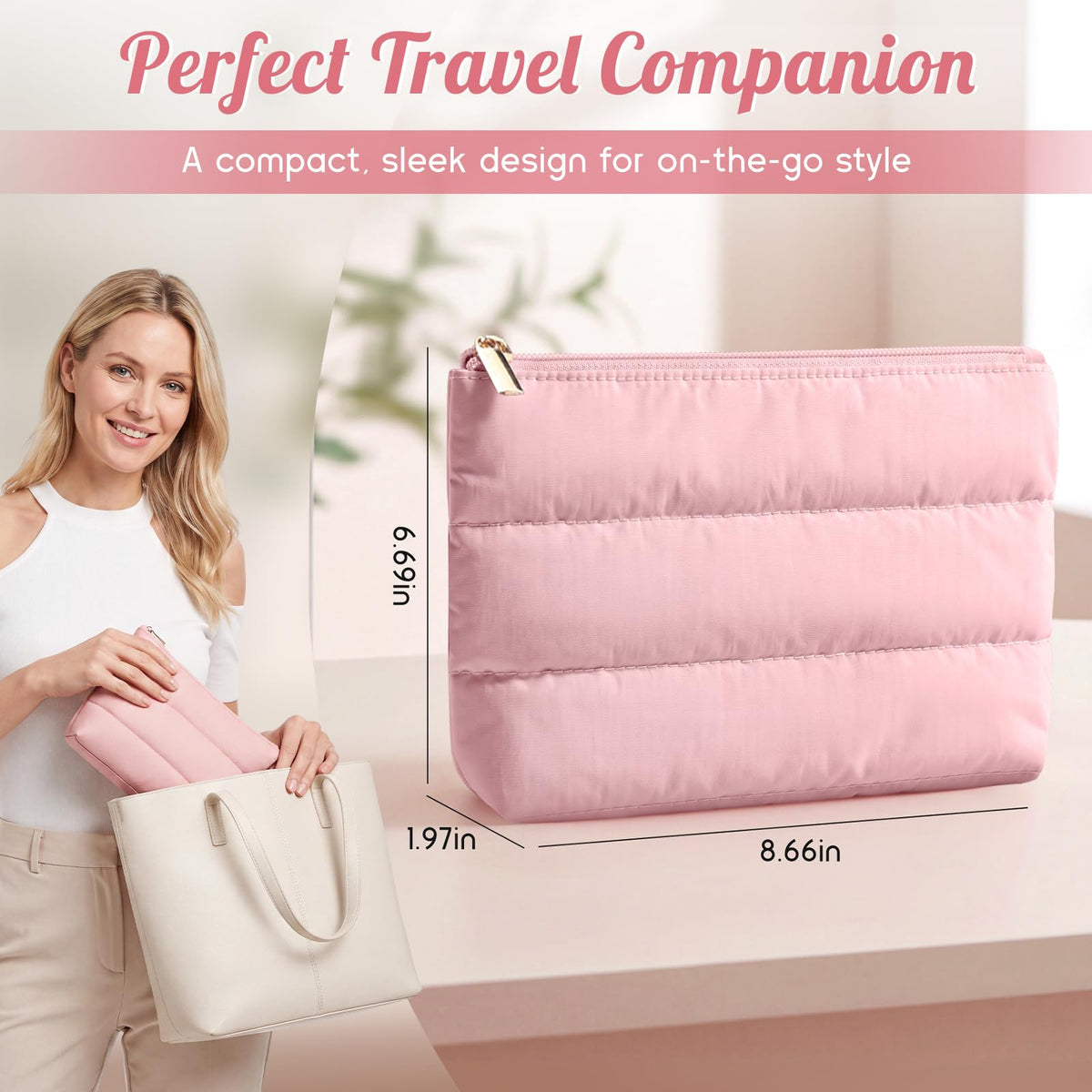 Hillban 6 Pcs Small Puffy Makeup Bags for Women, Zipper,Bright Color - thewildfolk Hillban 6 Pcs Small Puffy Makeup Bags for Women, Zipper,Bright Color