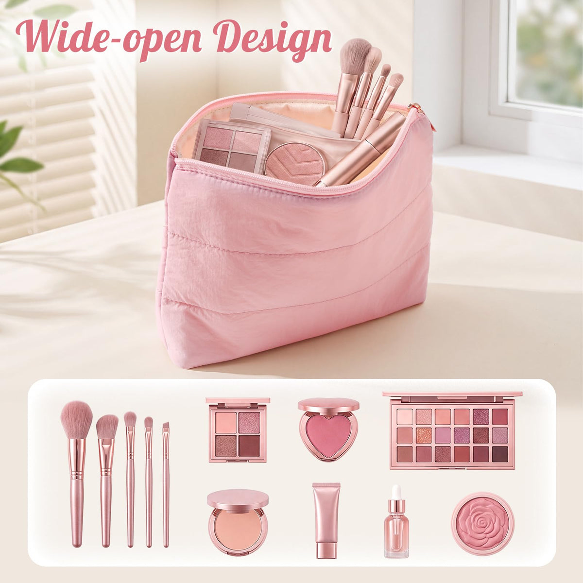 Hillban 6 Pcs Small Puffy Makeup Bags for Women, Zipper,Bright Color - thewildfolk Hillban 6 Pcs Small Puffy Makeup Bags for Women, Zipper,Bright Color