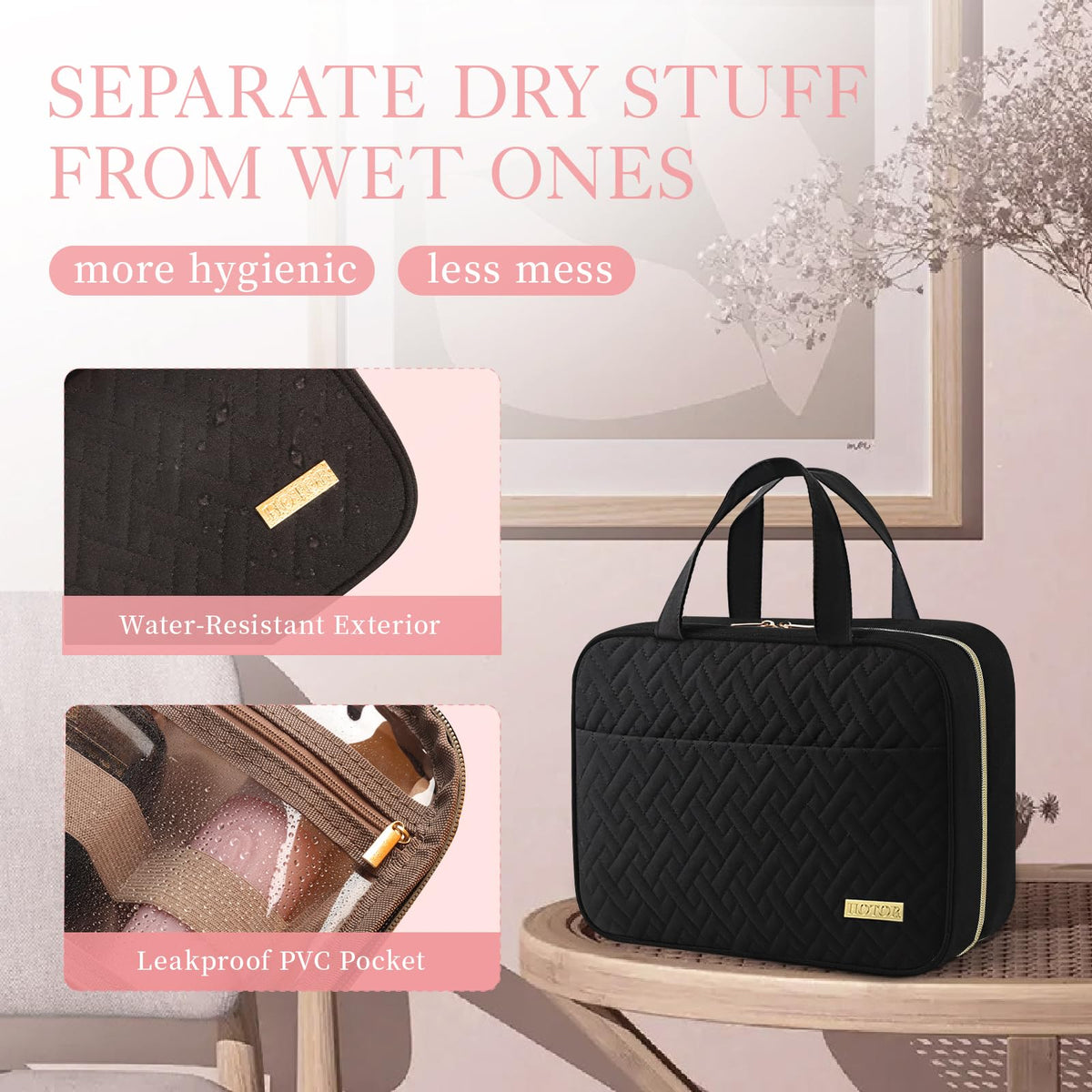 HOTOR Hanging Travel Toiletry Bag Women Men Essentials Black - thewildfolk HOTOR Hanging Travel Toiletry Bag Women Men Essentials Black