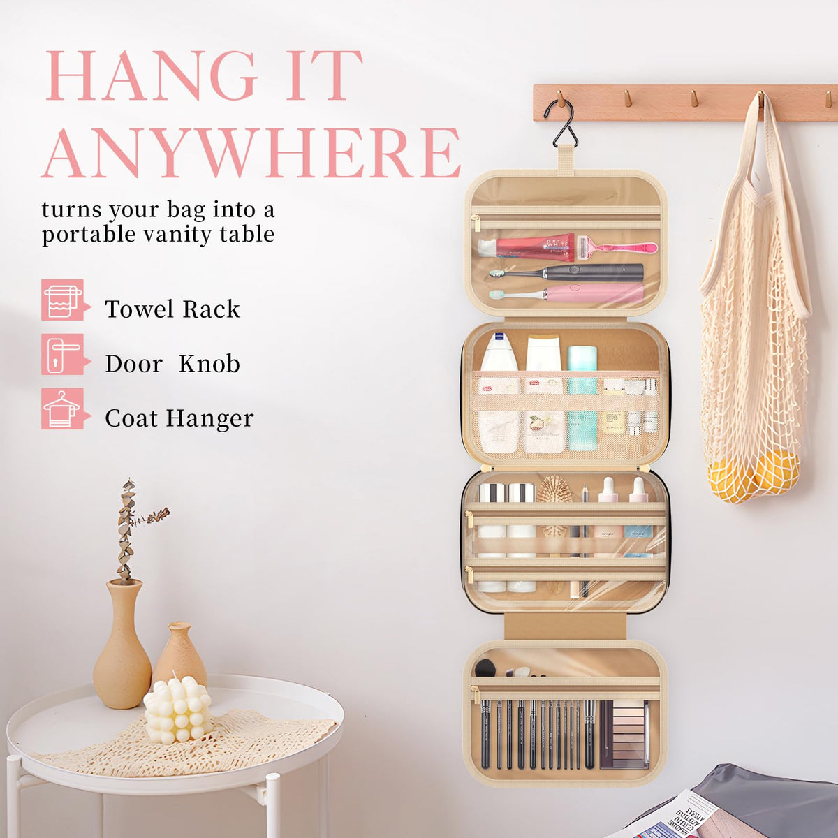 HOTOR Hanging Travel Toiletry Bag Women Men Essentials Black - thewildfolk HOTOR Hanging Travel Toiletry Bag Women Men Essentials Black