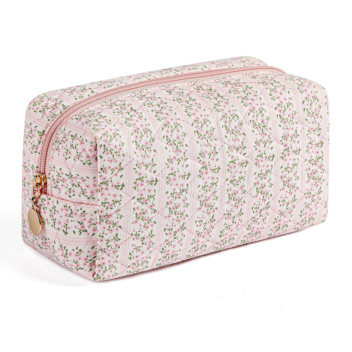 JOVAKIT Square Makeup Bag Cute Cosmetic Bag for Women, Floral Coquette Aesthetic Toiletry Bag, Zipper Make Up Pouch, Travel Make Up Organizer Bag (Pink Floral) - thewildfolk JOVAKIT Square Makeup Bag Cute Cosmetic Bag for Women, Floral Coquette Aesthetic Toiletry Bag, Zipper Make Up Pouch, Travel Make Up Organizer Bag (Pink Floral)