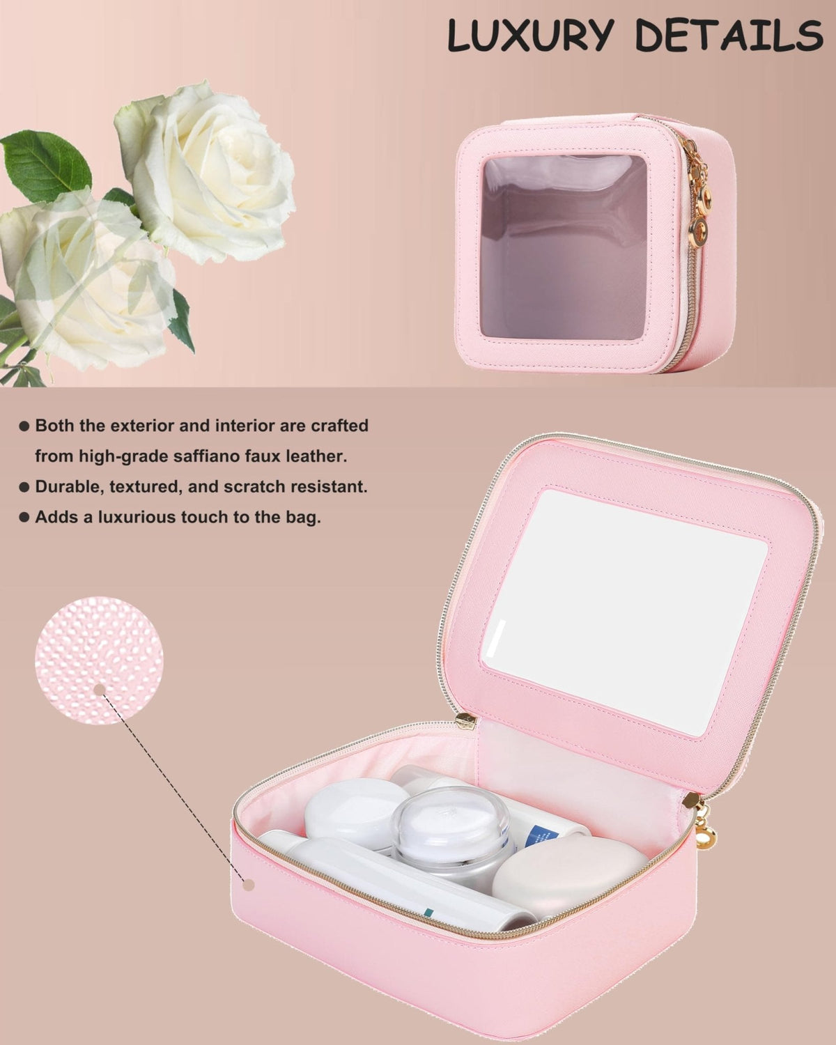 JRQCSJY Small Clear Makeup Bag for Purse, Cute Mini Clear Cosmetic Bag Case Organizer, TSA Approved Square Small Makeup Case Pouch with Zipper, Car Travel Purse Essentials for Women (Pink, S) - thewildfolk JRQCSJY Small Clear Makeup Bag for Purse, Cute Mini Clear Cosmetic Bag Case Organizer, TSA Approved Square Small Makeup Case Pouch with Zipper, Car Travel Purse Essentials for Women (Pink, S)