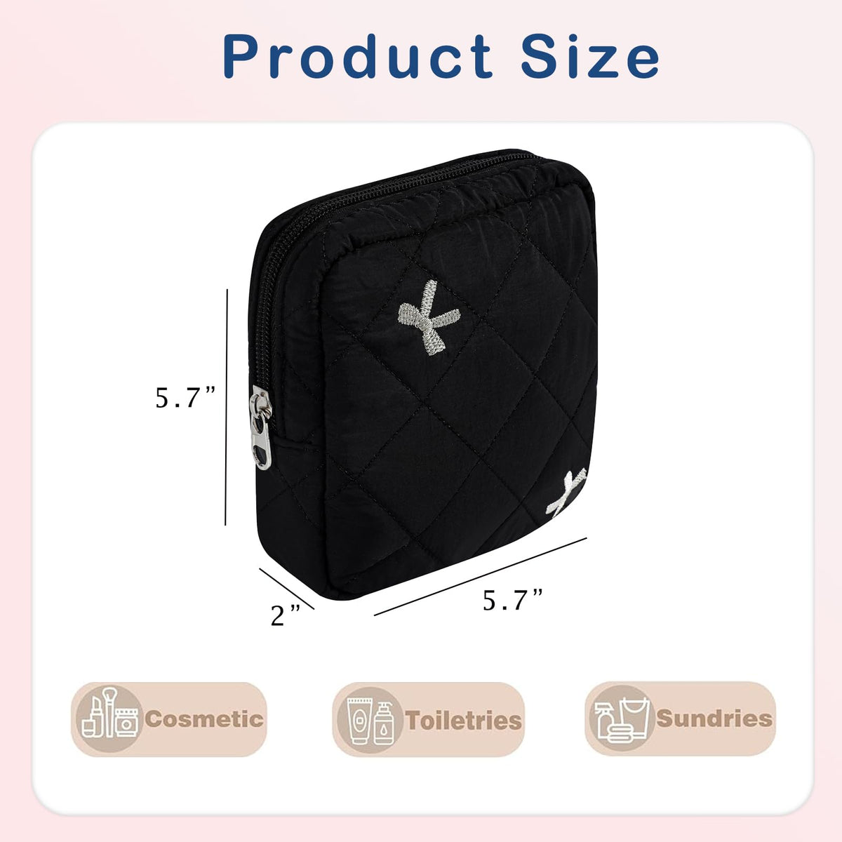 RSRSLEII Mini Quilted Makeup Pouch for Purse, 08Black Bow - thewildfolk RSRSLEII Mini Quilted Makeup Pouch for Purse, 08Black Bow