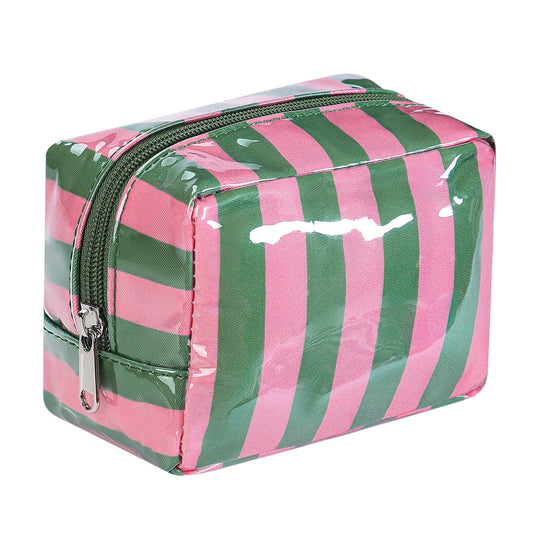 RSRSLEII Small Striped Makeup Bag for Purse, Mini Waterproof Clear Coated Cosmetic Bag, Cute Cosmetic Pouch for Women Girls, Key Pocket Lipstick Pouch Card Holder Data Cable Organizer(01Green&Pink) - thewildfolk RSRSLEII Small Striped Makeup Bag for Purse, Mini Waterproof Clear Coated Cosmetic Bag, Cute Cosmetic Pouch for Women Girls, Key Pocket Lipstick Pouch Card Holder Data Cable Organizer(01Green&Pink)