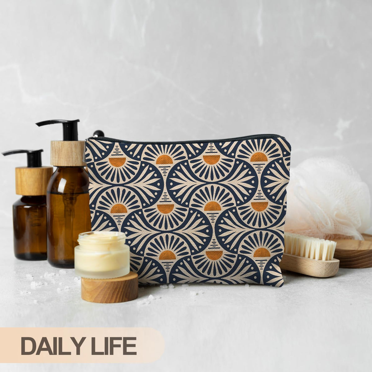 RYYCDOI Boho Makeup Bag Gifts for Women, Sunset Leaf Aesthetic Makeup Pouch - thewildfolk RYYCDOI Boho Makeup Bag Gifts for Women, Sunset Leaf Aesthetic Makeup Pouch