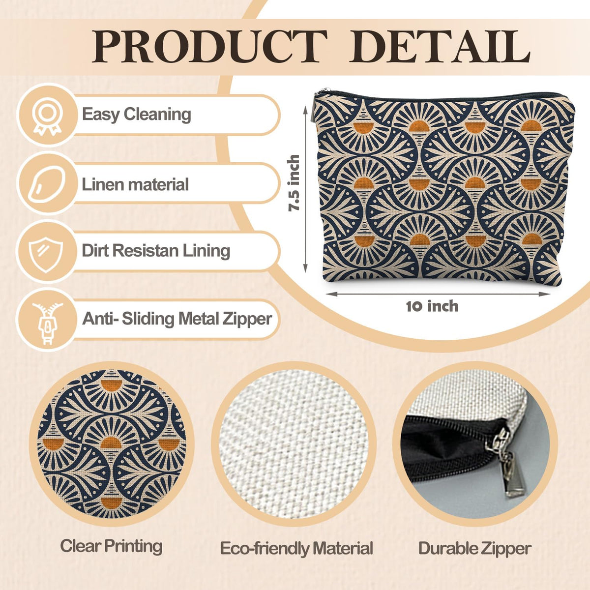 RYYCDOI Boho Makeup Bag Gifts for Women, Sunset Leaf Aesthetic Makeup Pouch - thewildfolk RYYCDOI Boho Makeup Bag Gifts for Women, Sunset Leaf Aesthetic Makeup Pouch