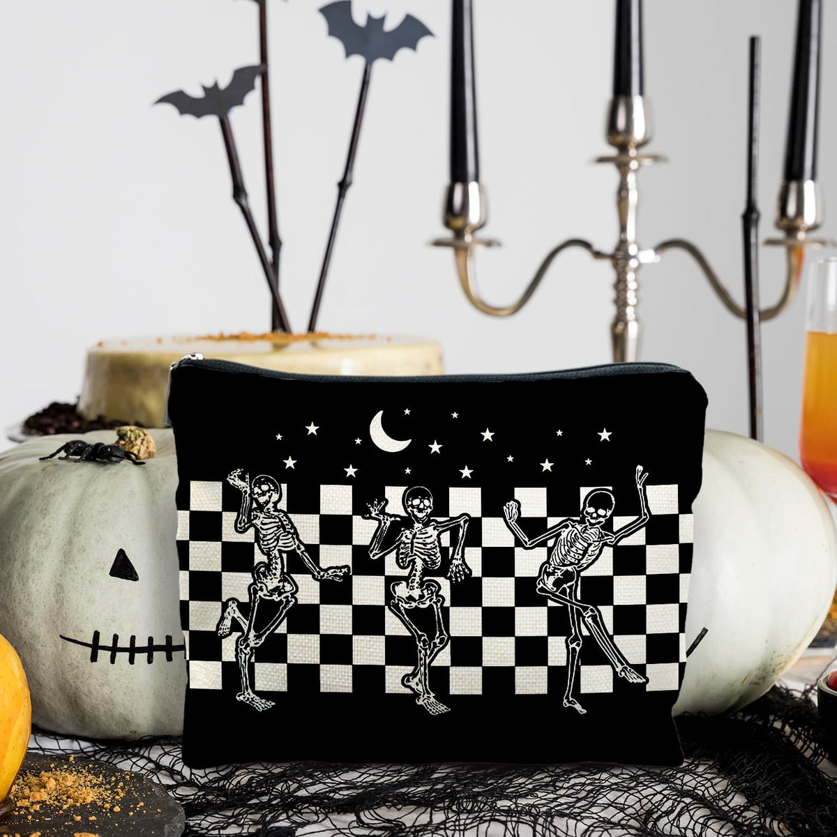 RYYCDOI Goth Spooky Gifts for Women, Gothic Horror Skeleton Black Makeup Bag Cosmetic Pouch - thewildfolk RYYCDOI Goth Spooky Gifts for Women, Gothic Horror Skeleton Black Makeup Bag Cosmetic Pouch