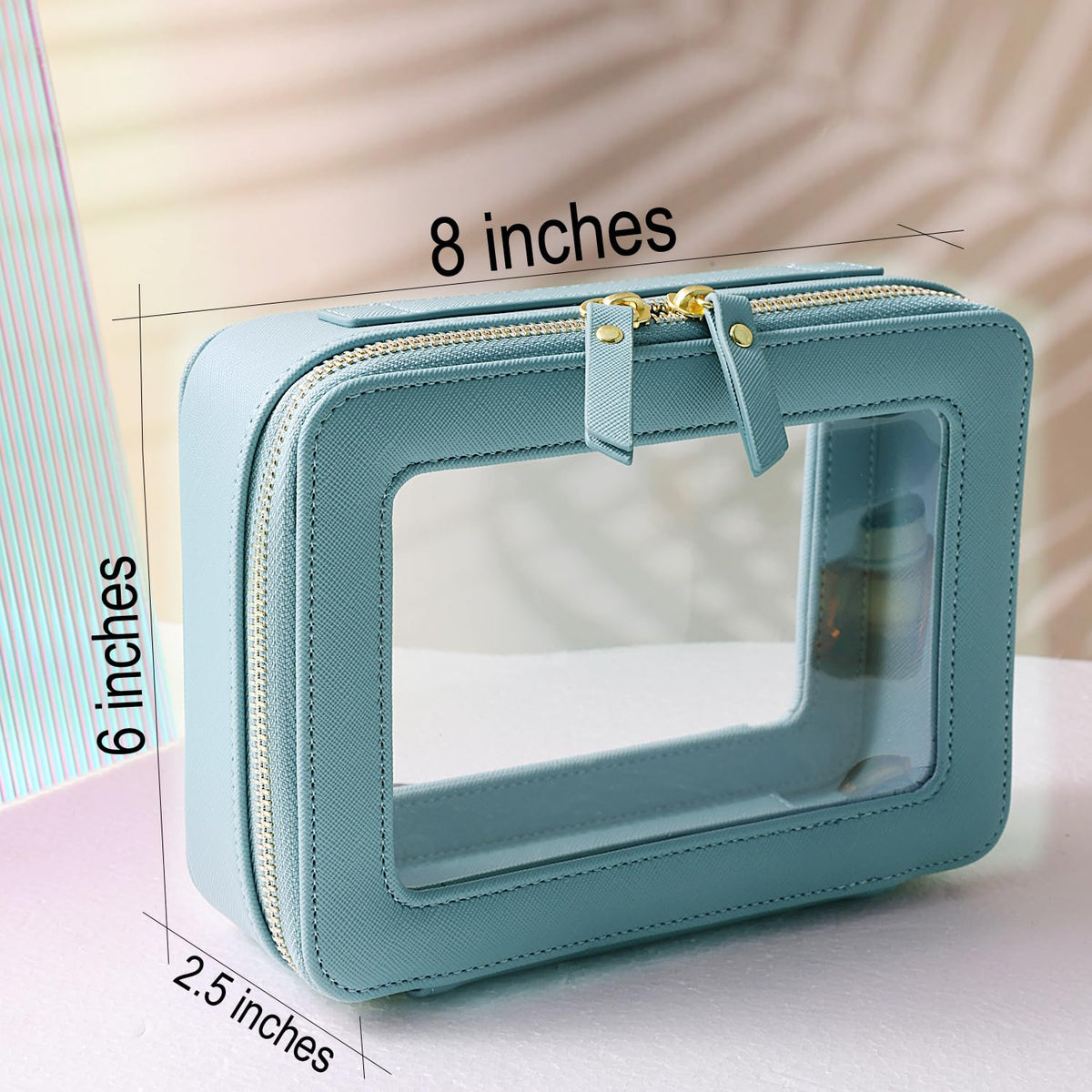 SANHECUN Toiletry bag waterproof cosmetic organizer with handle large opening for travelling (Blue) - thewildfolk SANHECUN Toiletry bag waterproof cosmetic organizer with handle large opening for travelling (Blue)