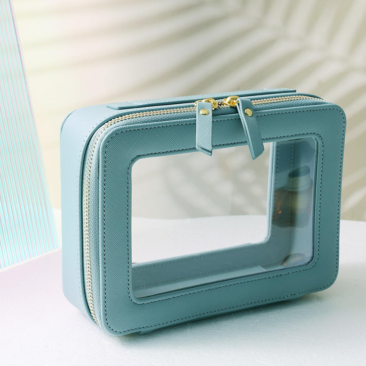SANHECUN Toiletry bag waterproof cosmetic organizer with handle large opening for travelling (Blue) - thewildfolk SANHECUN Toiletry bag waterproof cosmetic organizer with handle large opening for travelling (Blue)