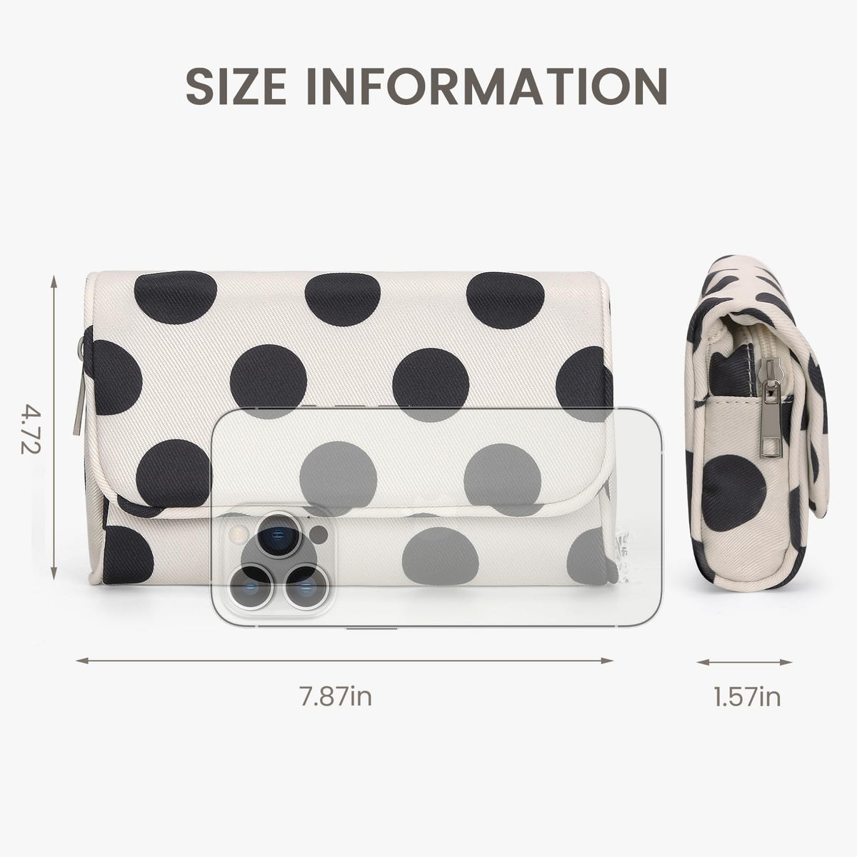Small Mirror Cosmetic Pouch + Medium Handheld Travel Makeup Bag (Polka Dot) - thewildfolk Small Mirror Cosmetic Pouch + Medium Handheld Travel Makeup Bag (Polka Dot)