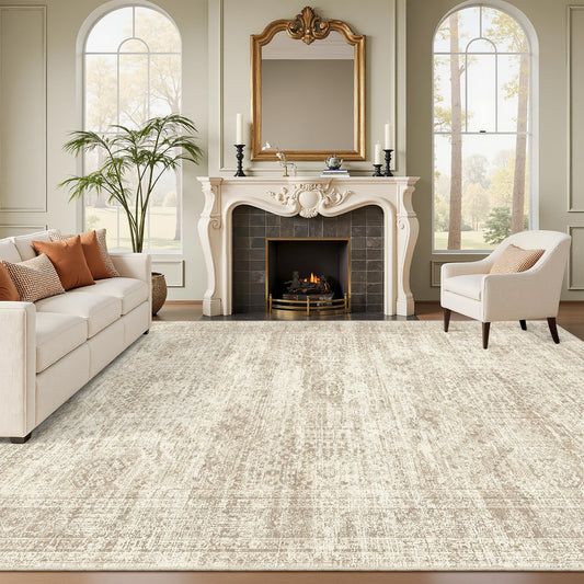 Soalmost Washable Area Rug 8x10 Large Soft Beige Rugs for Living Room - thewildfolk Soalmost Washable Area Rug 8x10 Large Soft Beige Rugs for Living Room