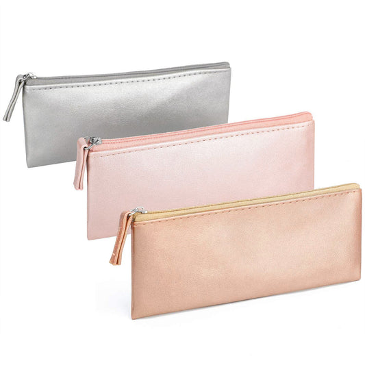 SumDirect PU Leather Cosmetic Pencil Bags - Small Soft Makeup Pouch with Zipper, Pencil Pouch Case Simple Comestic Organizer - thewildfolk SumDirect PU Leather Cosmetic Pencil Bags - Small Soft Makeup Pouch with Zipper, Pencil Pouch Case Simple Comestic Organizer