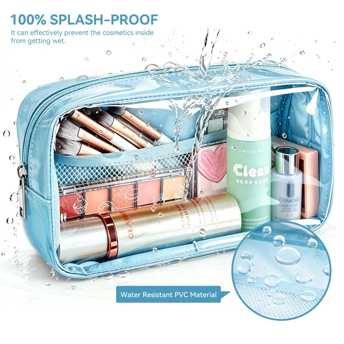 WLLWOO Clear Makeup Bag Small Cosmetic Pouch Travel Toiletry Organizer - thewildfolk WLLWOO Clear Makeup Bag Small Cosmetic Pouch Travel Toiletry Organizer