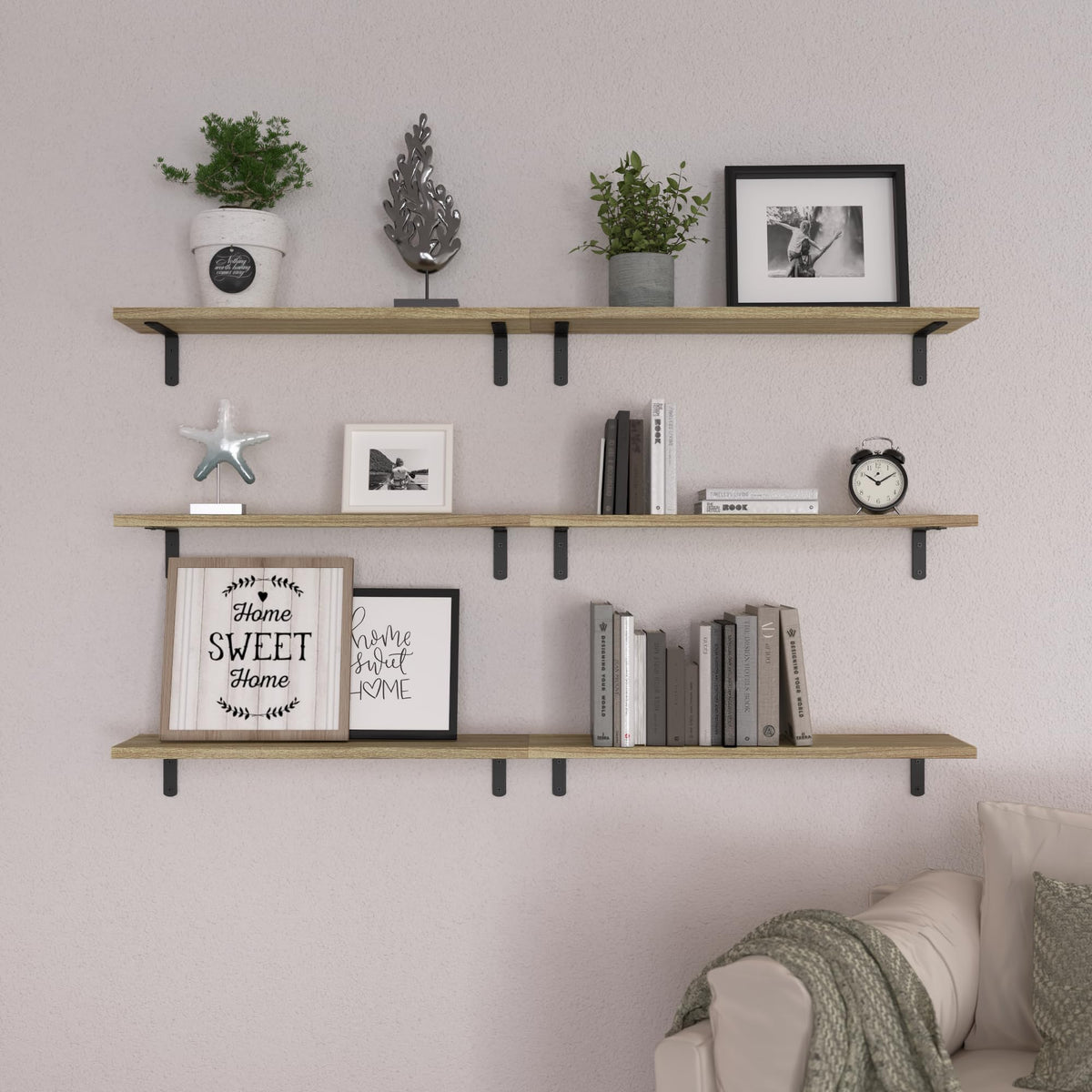 WOPITUES 24'' Long Floating Shelves for Wall Decor & Storage, Rustic Brown - thewildfolk WOPITUES 24'' Long Floating Shelves for Wall Decor & Storage, Rustic Brown