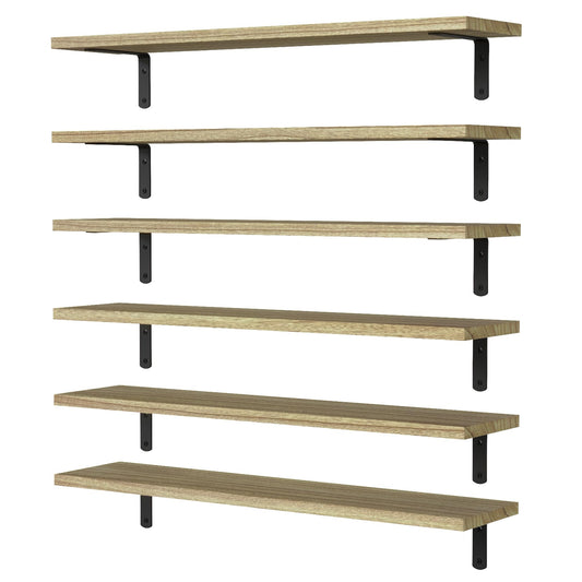 WOPITUES 24'' Long Floating Shelves for Wall Decor & Storage, Rustic Brown - thewildfolk WOPITUES 24'' Long Floating Shelves for Wall Decor & Storage, Rustic Brown