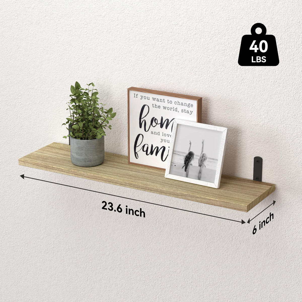 WOPITUES 24'' Long Floating Shelves for Wall Decor & Storage, Rustic Brown - thewildfolk WOPITUES 24'' Long Floating Shelves for Wall Decor & Storage, Rustic Brown