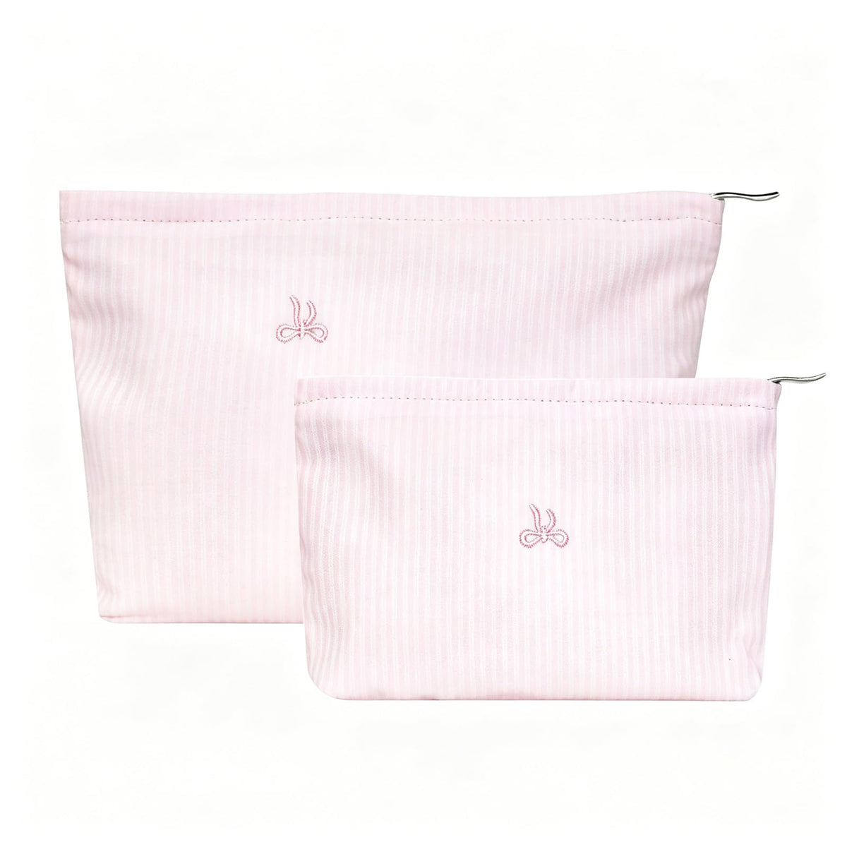 Wudygirl 2 Pcs Travel Makeup Bag Pink Striped Bow - thewildfolk Wudygirl 2 Pcs Travel Makeup Bag Pink Striped Bow