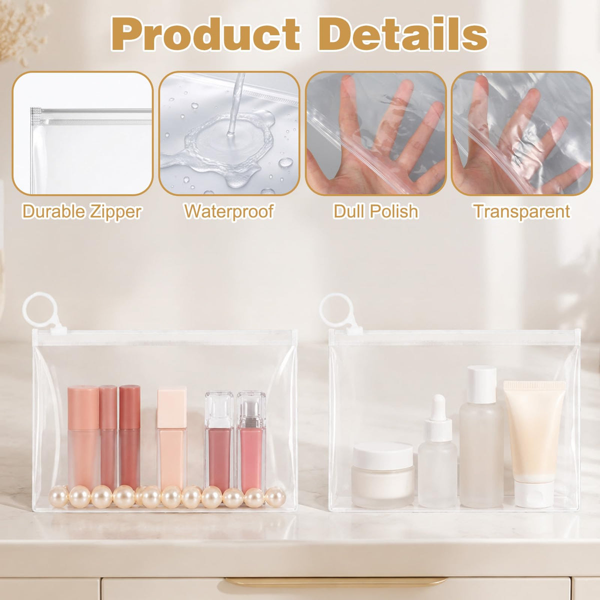 Yuanan 100 PCS Mini Clear Makeup Bag, 9.8"×7.1" Pvc Clear Zipper Pouch Bulk - thewildfolk Yuanan 100 PCS Mini Clear Makeup Bag, 9.8"×7.1" Pvc Clear Zipper Pouch Bulk